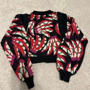 Farm Rio Multicolor Patterned Knit Sweater